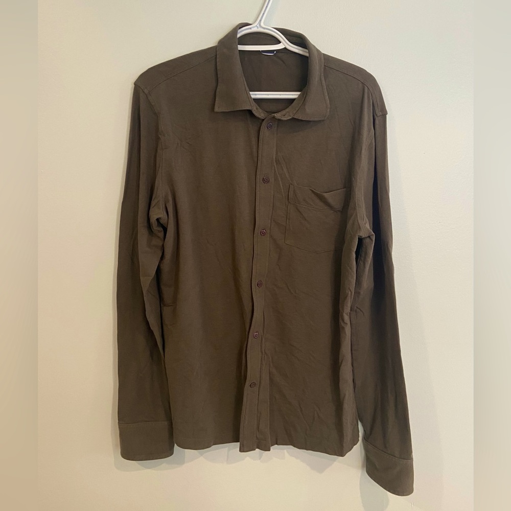 Rhone Mens Green Long Sleeve Button Up Shirt